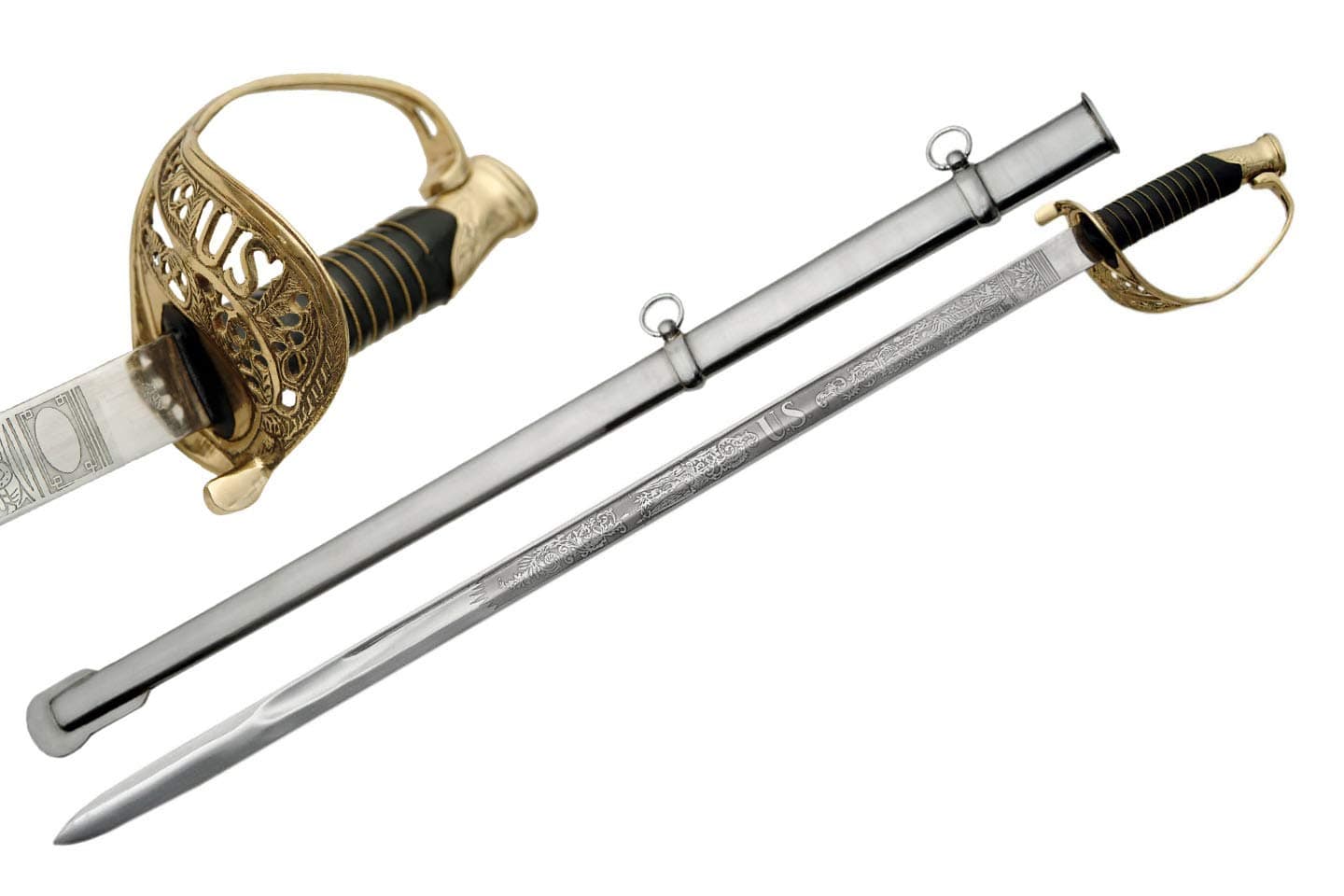 39" Civil War Staff Officer Sword – Real Metal Sword for Adults with Brass US Guard and Scabbard for Display or Collection