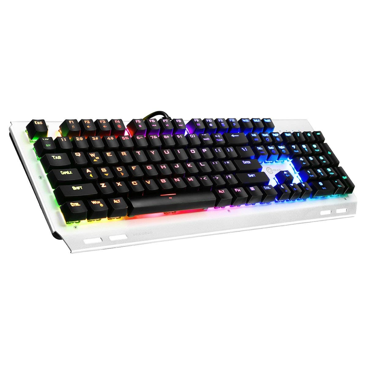 RGB Mechanical Keyboard, OMBAR Multi-Color RGB Gaming Keyboard Cherry Blue MX Switch DIY Individually Backlit Keys 100% All Keys Anti-Ghosting 12 Multimedia Keys Aluminum Plate
