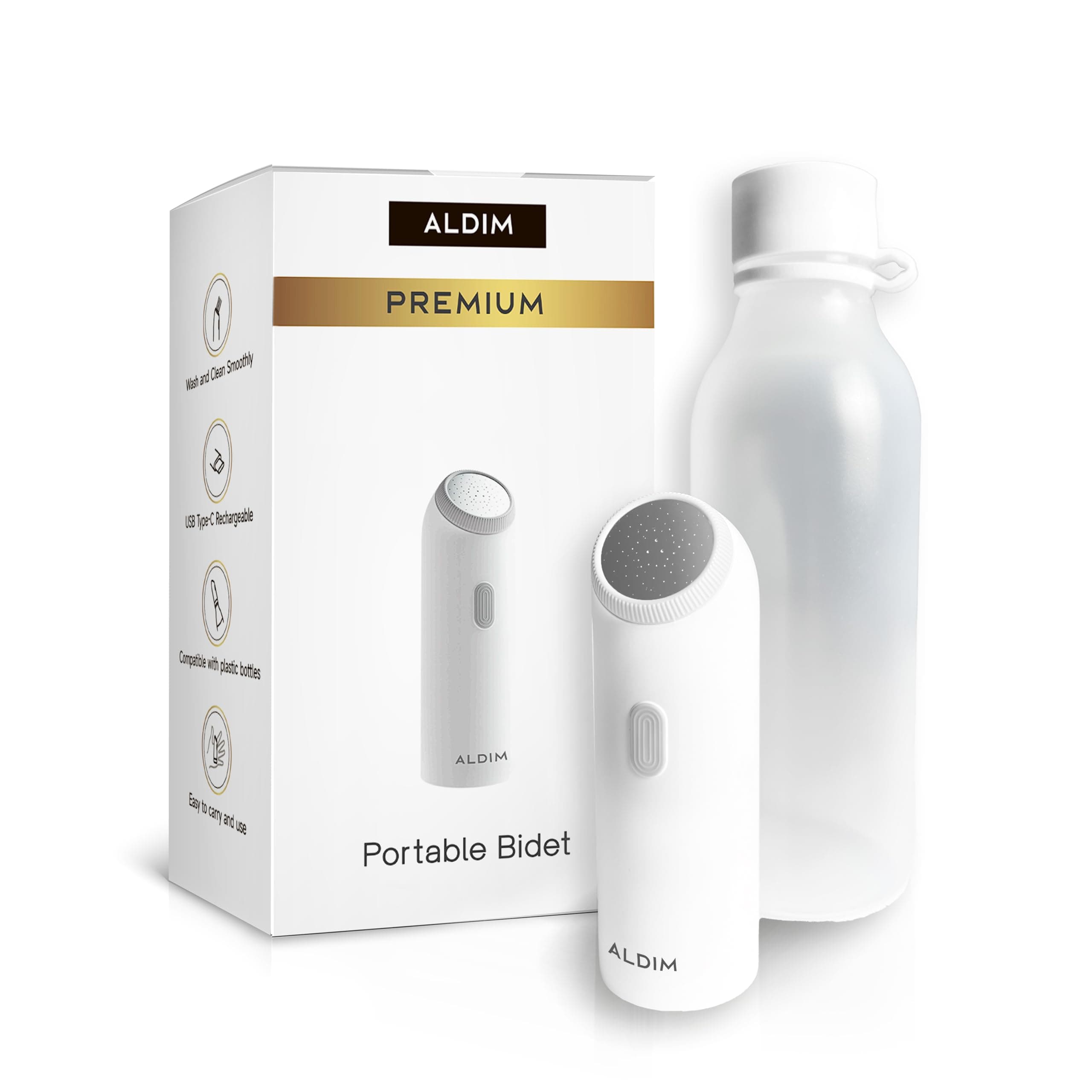 Premium Portable Bidet, 350ml Travel Bidet for Women Men Baby, USB-C Rechargeable Bidet for Toilet, Portable Bidet for Travel High Pressure, Handheld Bidet Sprayer, Electric Bidet Bottle