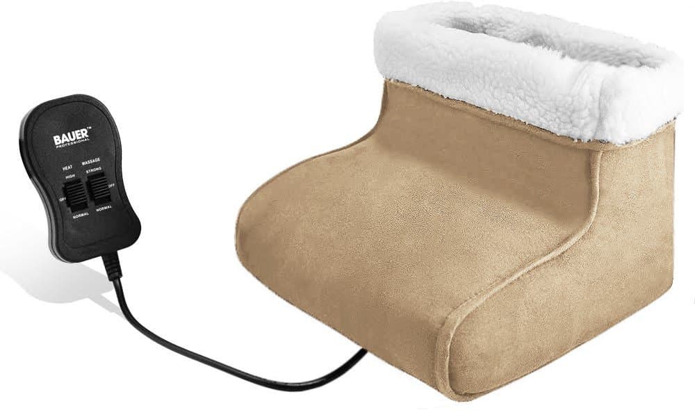 Foot Massager Feet Warmer Electric Beige Heated Comfort Fleece Suede Washable