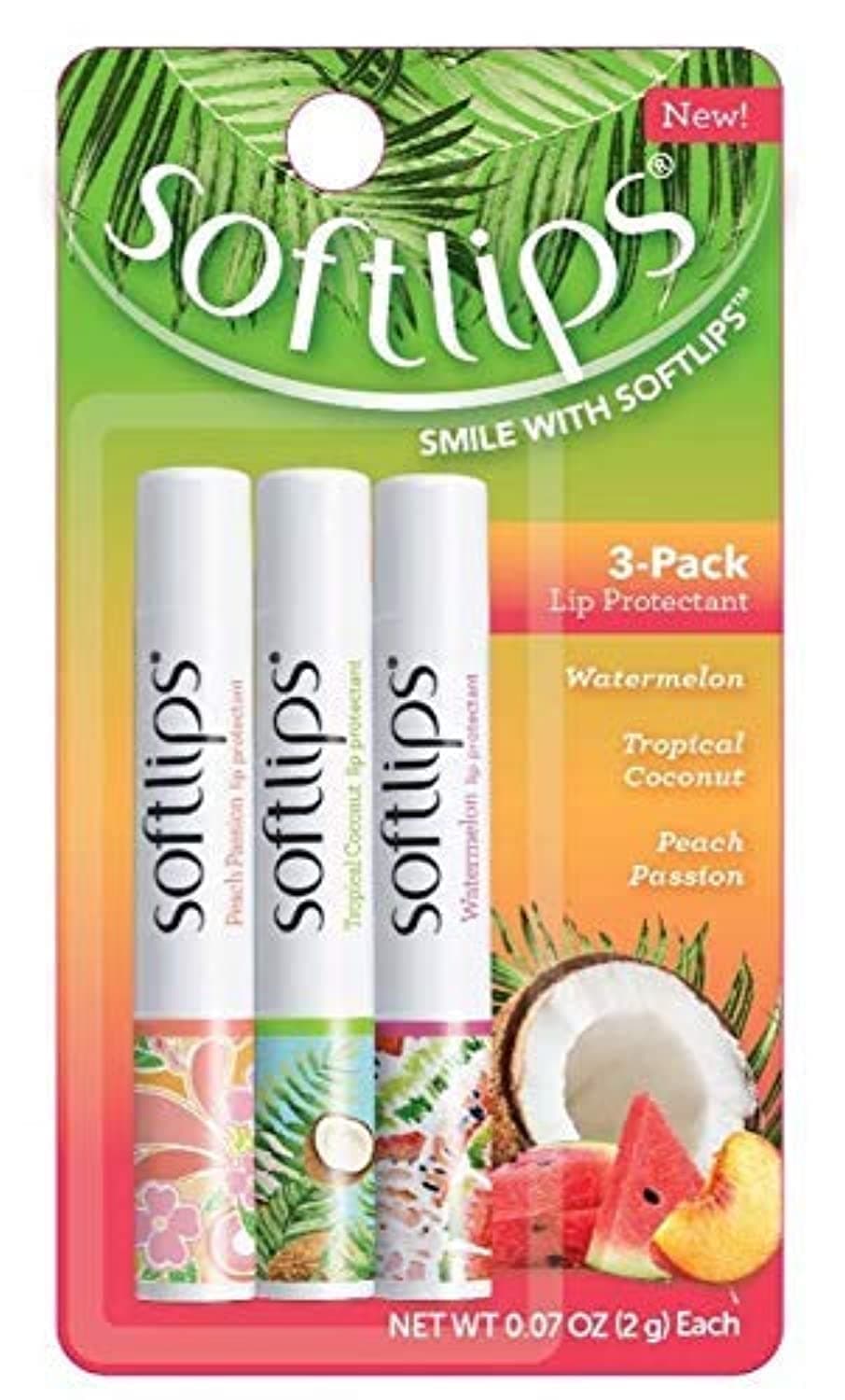 SoftLipsLimited Edition Tropical Flavors Set: Peach Passion, Coconut, Watermelon (3 Sticks)