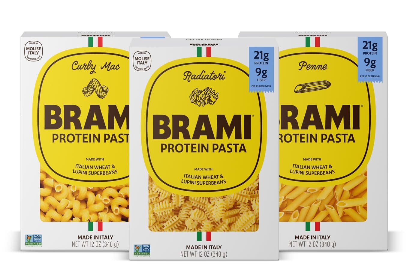 Brami Italian Protein Pasta, Variety | Low Carb High Fiber Non-Gmo Keto Made In Italy Dry Pasta Semolina Fortified With Heart Healthy Lupini Beans 12Oz (Pack Of 3)