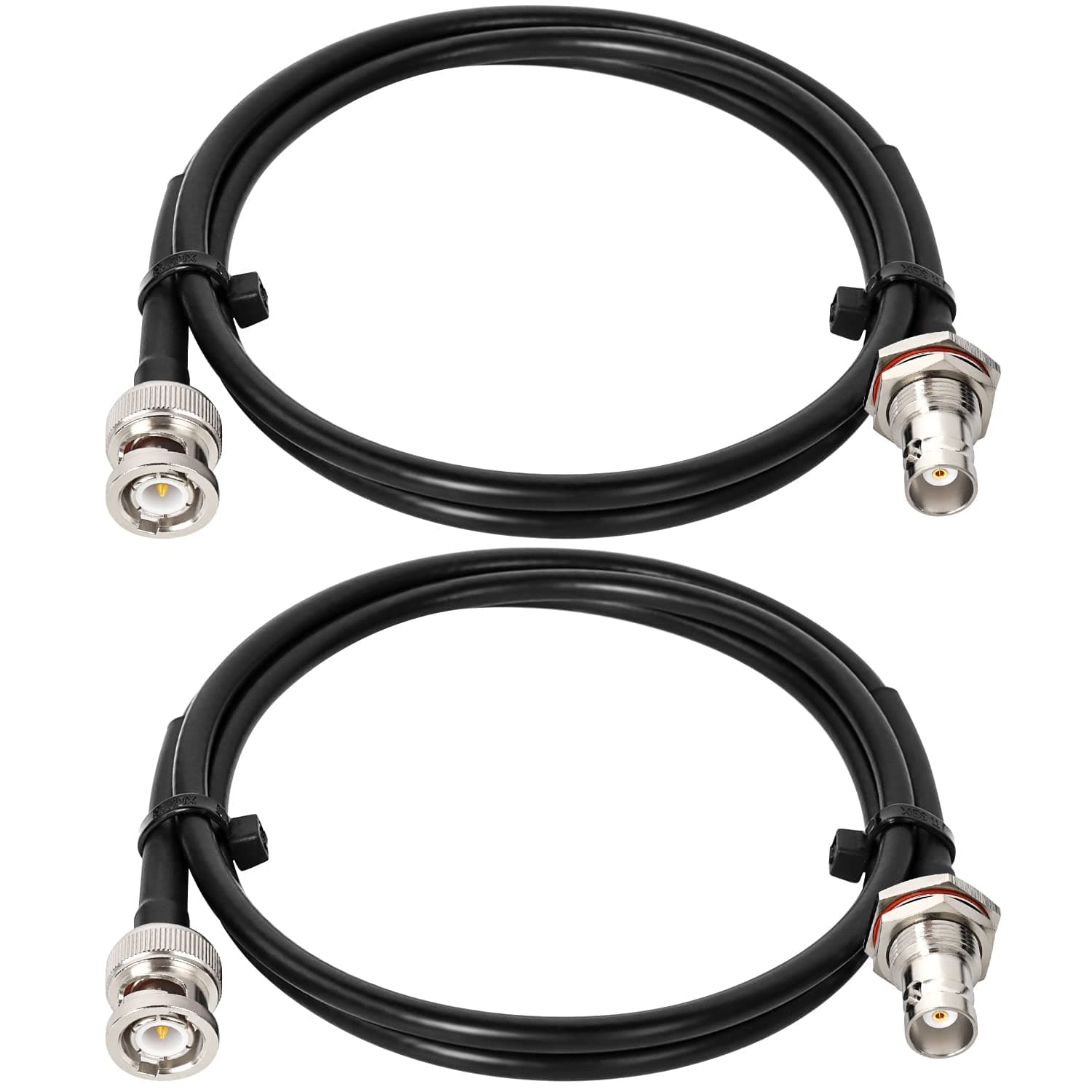 2PCS 50 ohm RG58 BNC Male to Female Coax Cable - 3FT Low Loss Antenna Extension for CB Radio, VHF Ham Radio, Wireless Microphone, CCTV, Amateur Radio