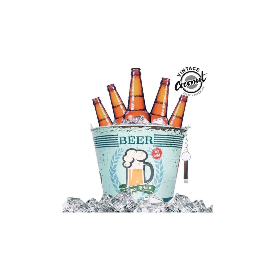 Vintage Style Metal Bucket with Bottle Opener