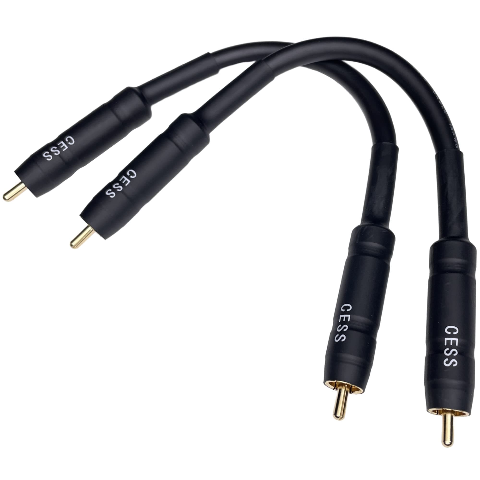 CESS-111-6i RCA Preamp Jumpers Male to Male Patch Cable, 2 Pack (6 Inches)