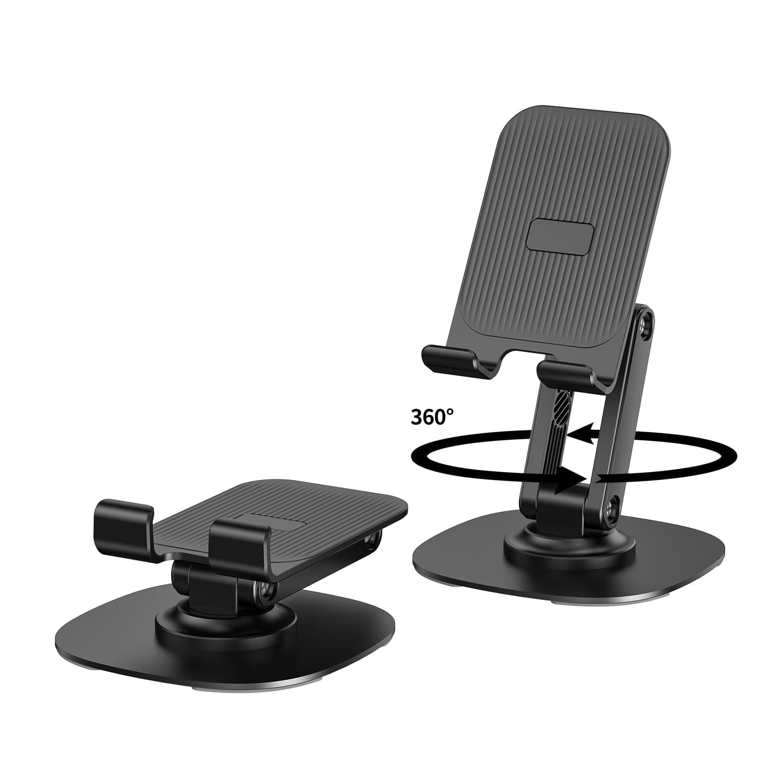360° Degree Rotating Mobile Phone Holder,Fully Adjustable Foldable Desktop Phone Holder Stand Base,Foldable Desktop Cell Phone Stands for iPhone17 16 15 Pro Xr Xs Max X Plus iPad Samsung(K69-Black)