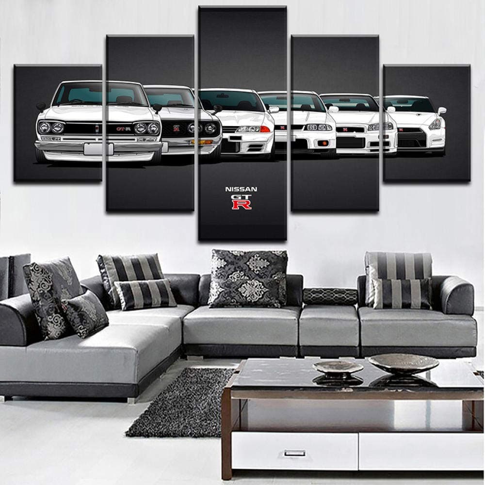 5 Pieces Canvas Painting Nissan Skyline GTR Car Poster Painting Wall Art Home Living Room Decor 40x60 40x80 40x100cm No frame