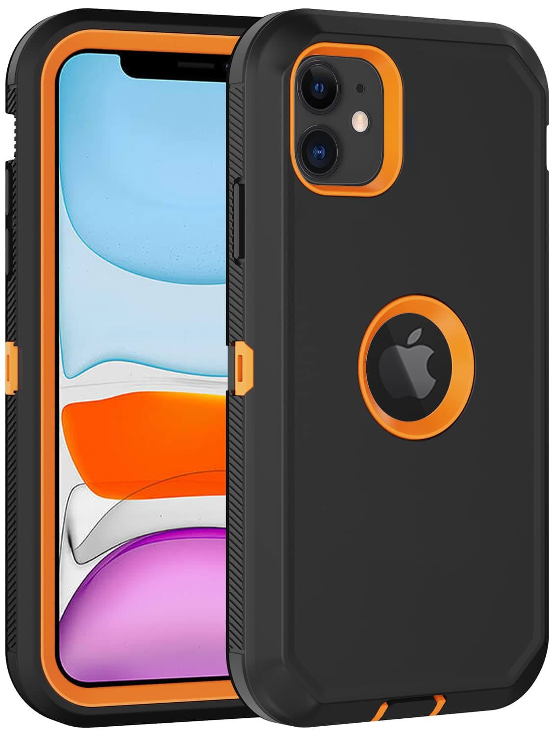 Aimoll-88 for iPhone 11 Case, with Built in Screen Protector Heavy Duty Drop Protection, Full Body Rugged Shockproof Dust Proof 3- Layer ToughProtective Phone Cover for Apple iPhone 11 (Black/Orange)