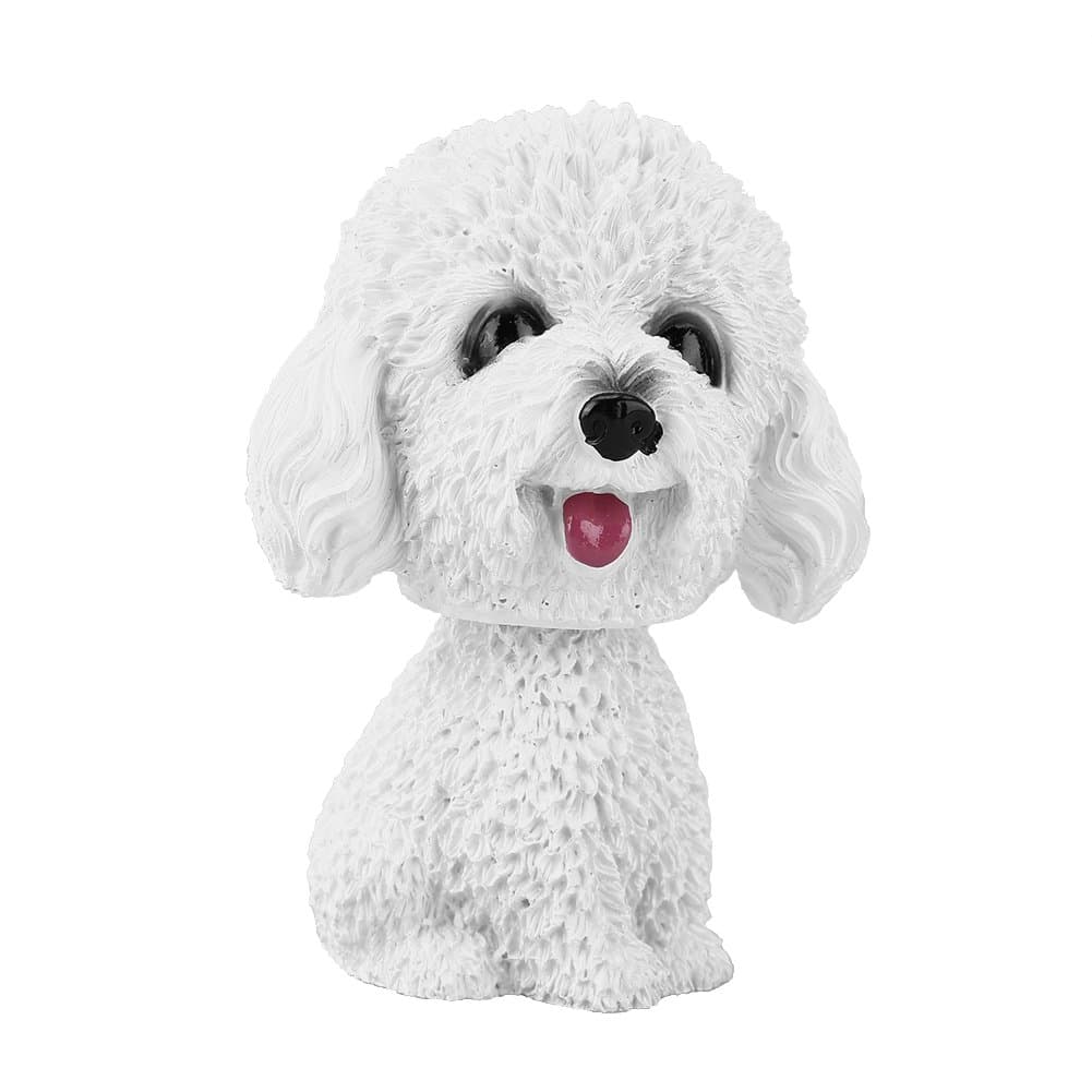 Huhushop Simulation Shaking Head Dog Decor Bobble-Head Dog Toy for Car Interior Dashboard Ornament,White Poodle(White)