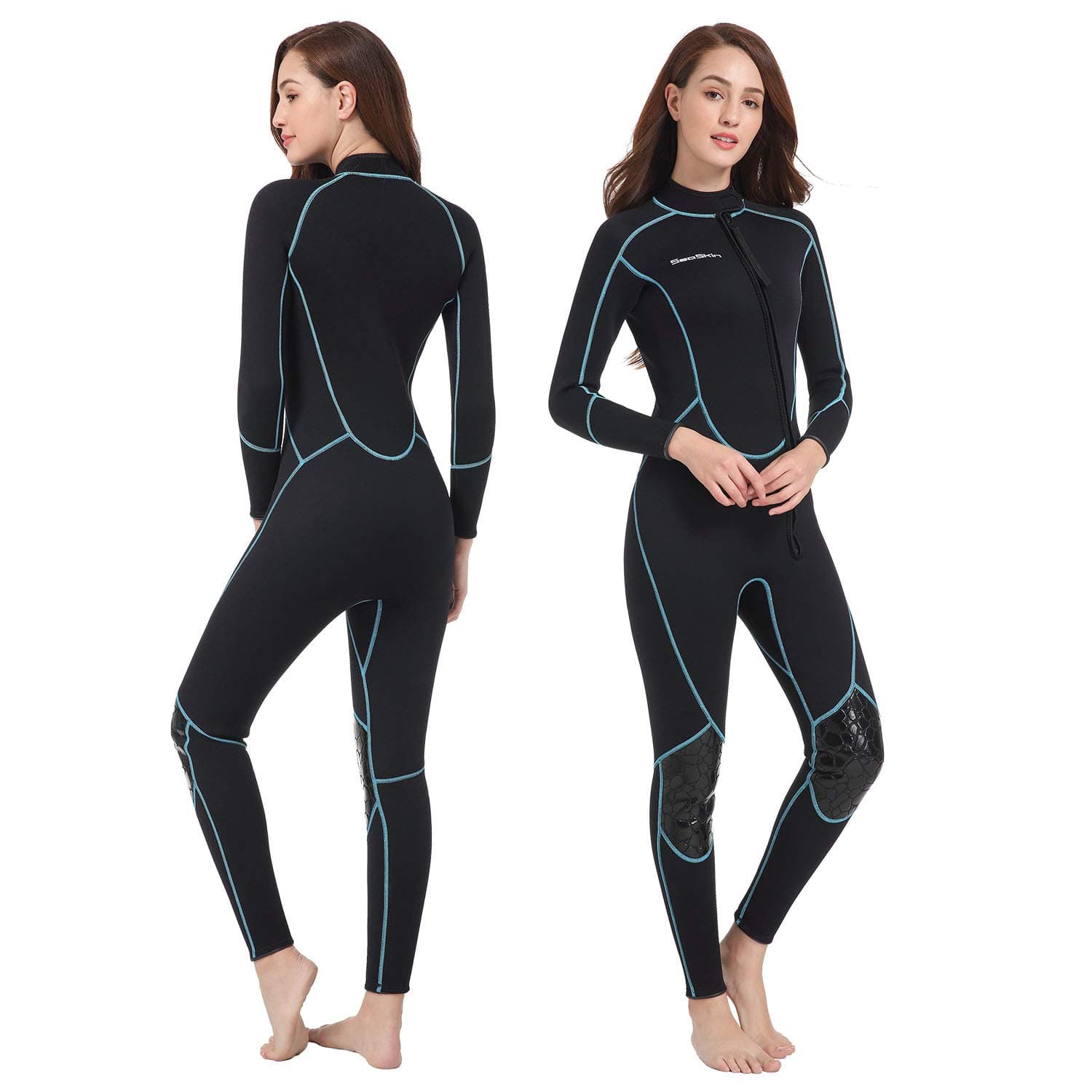 Seaskin Mens 3mm Shorty Wetsuit Womens, Full Body Diving Suit Front Zip Wetsuit for Diving Snorkeling Kayaking Swimming