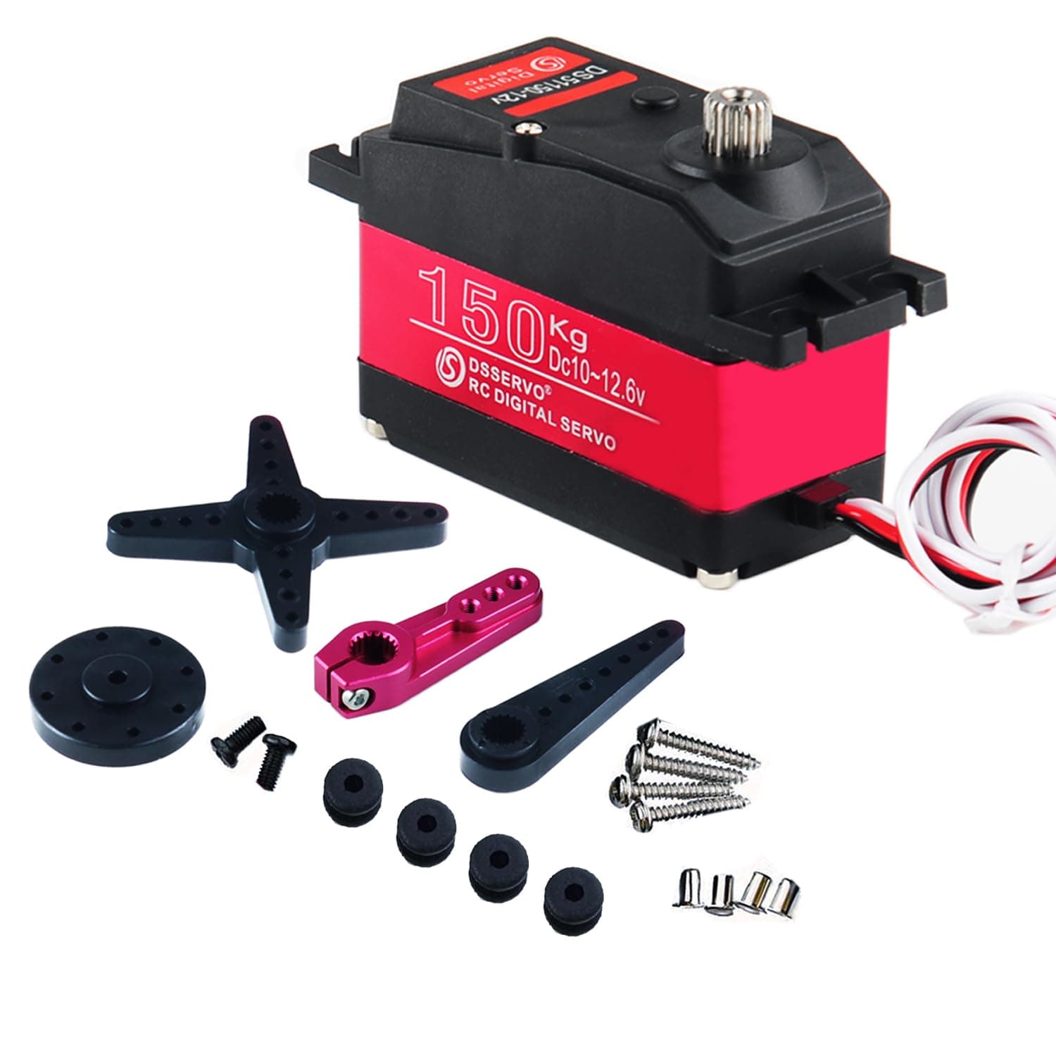 150KG DS51150 Digital Servo Metal Gear Steering Motor 12V High Voltage Robotic RC Servo Waterproof with 18T Servo Horn (Control Angle 270 Degree)