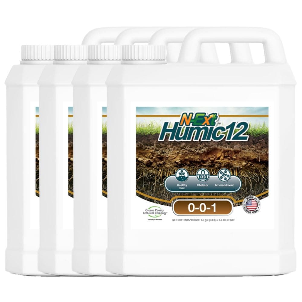 - Humic12 12% Humic Acid, 4 Gallons – Lawn bio-Stimulant Covering 56,888 sq ft. Boosts Root Growth, Chlorophyll, Nutrient Uptake, Soil Structure, Water Retention, and Overall Plant Health.