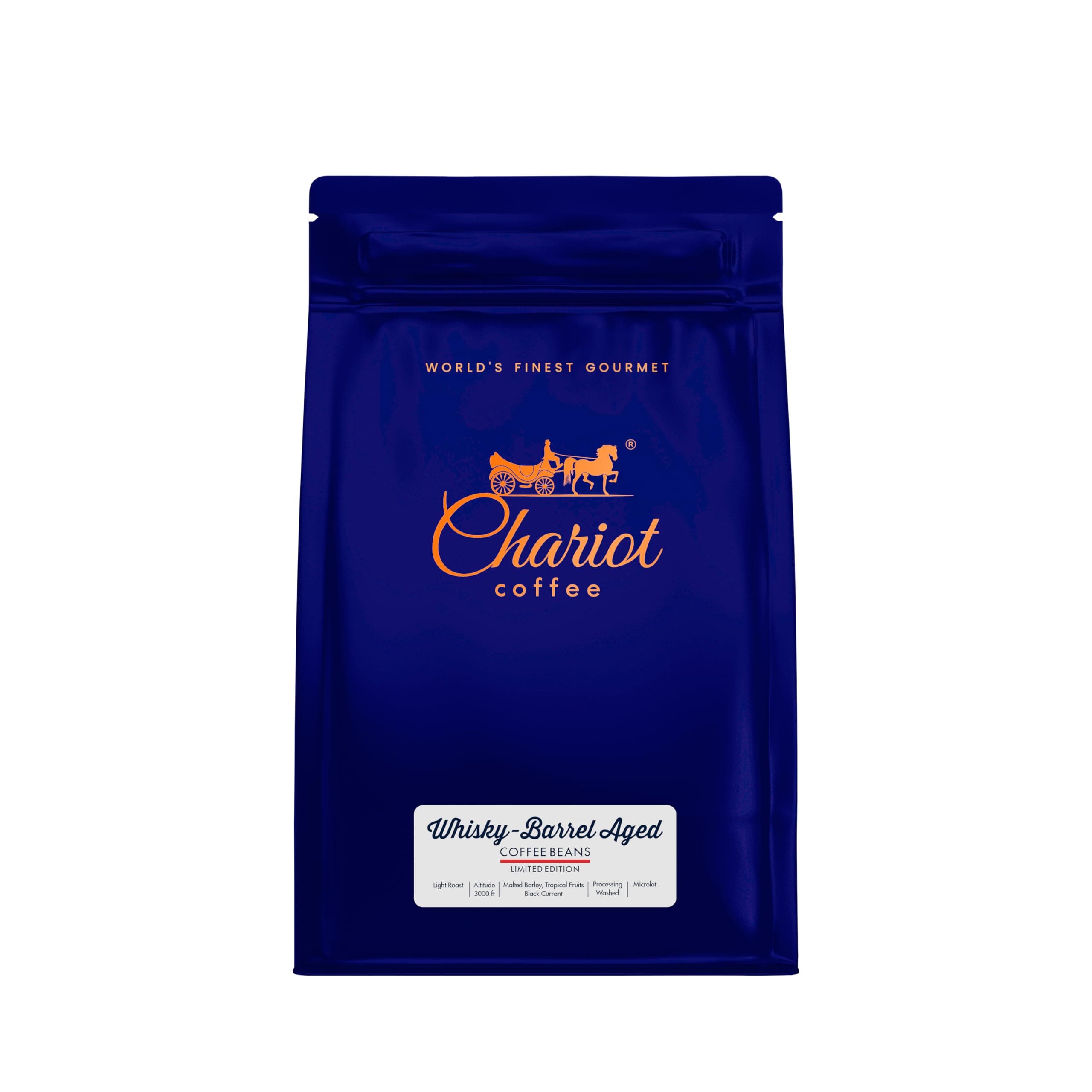 Chariot New York Single Malt Whiskey Barrel Aged Medium Roast Coffee Beans (Dark Rum, Black Currant, Jujube) 250g