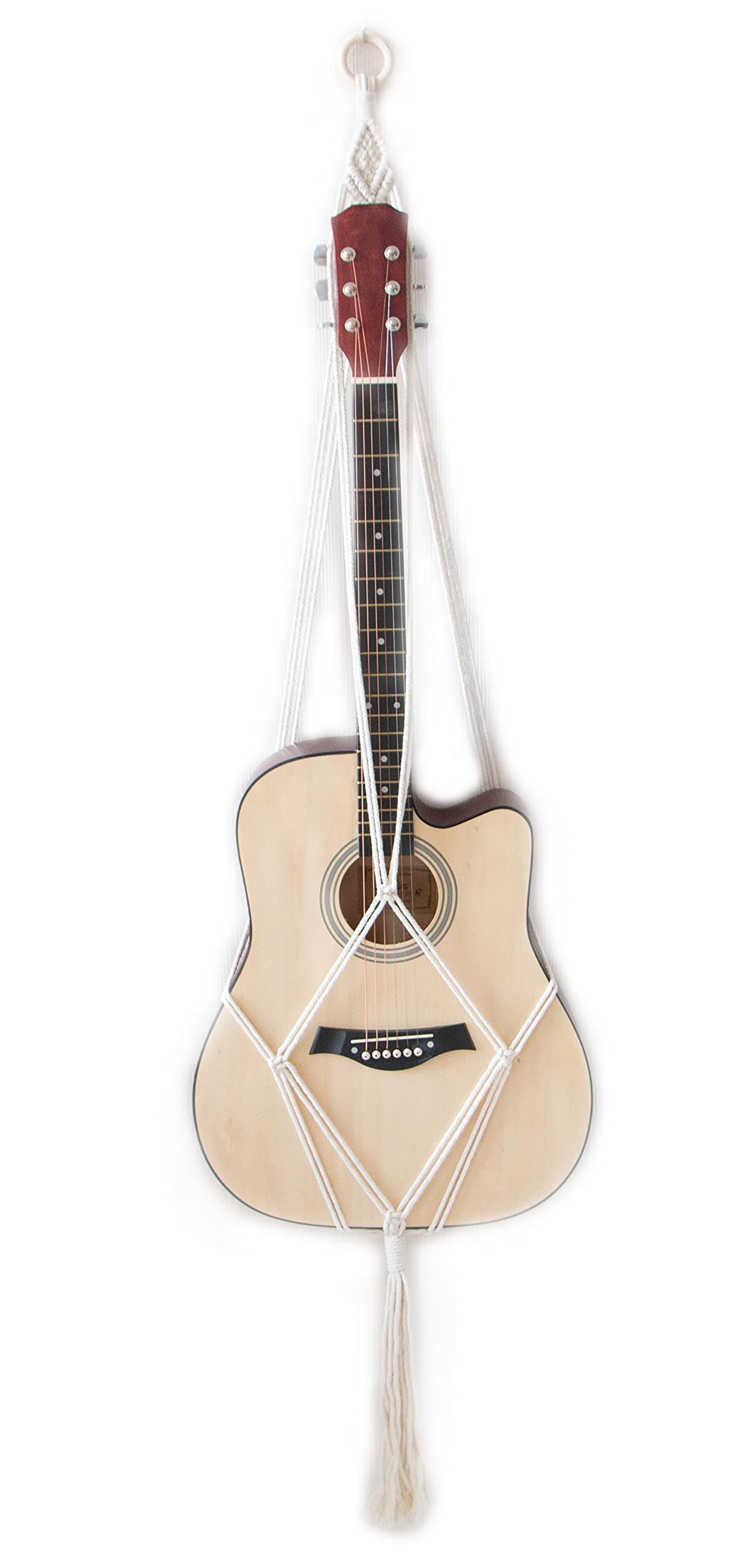 Decocove Macrame Guitar Hanger - Boho Wall Mount Holder for Acoustic & Electric Guitars