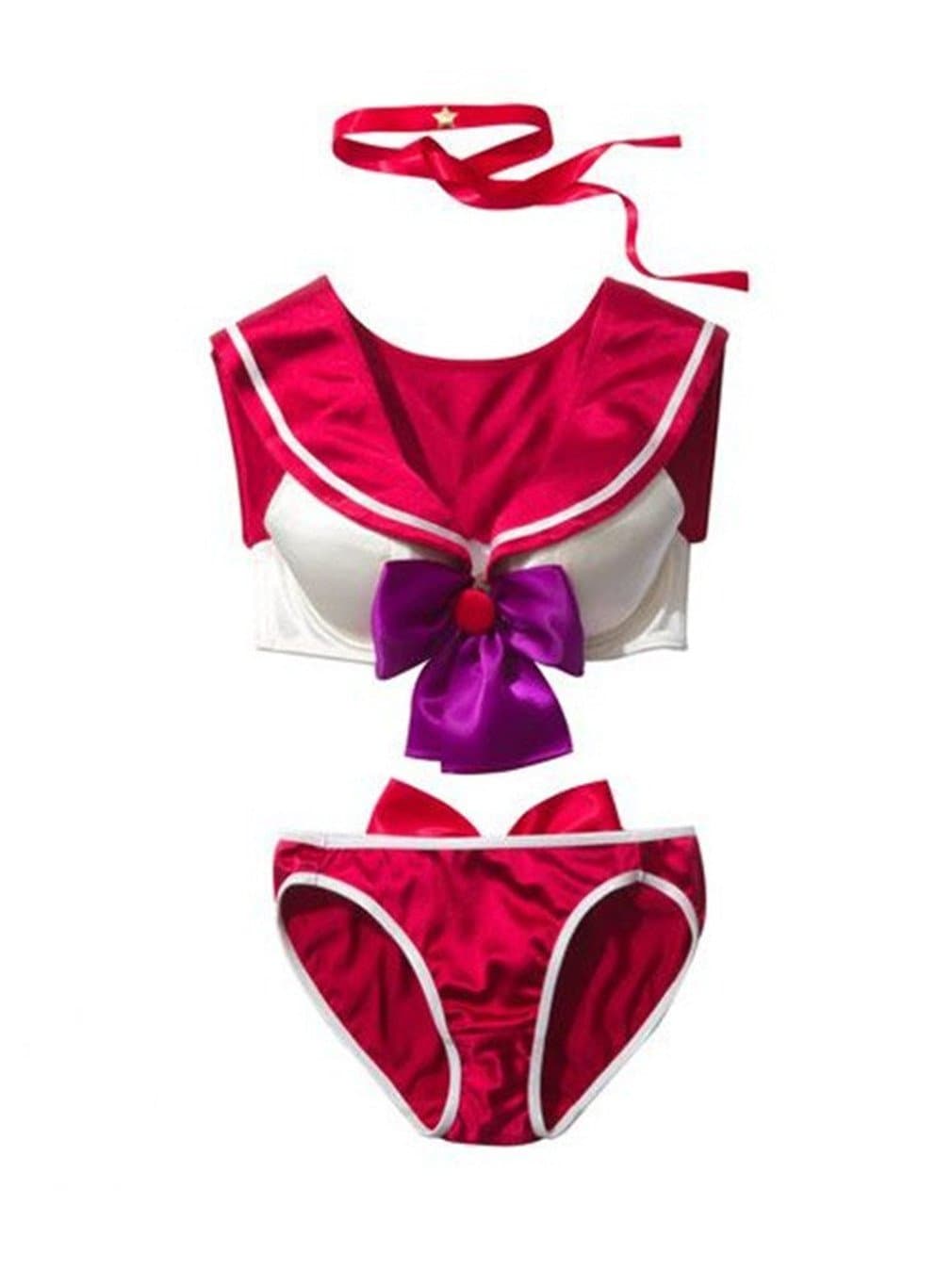 CHISEN Sexy Underwear Bra Set Cosplay Bra& and Panty Costume (Red)