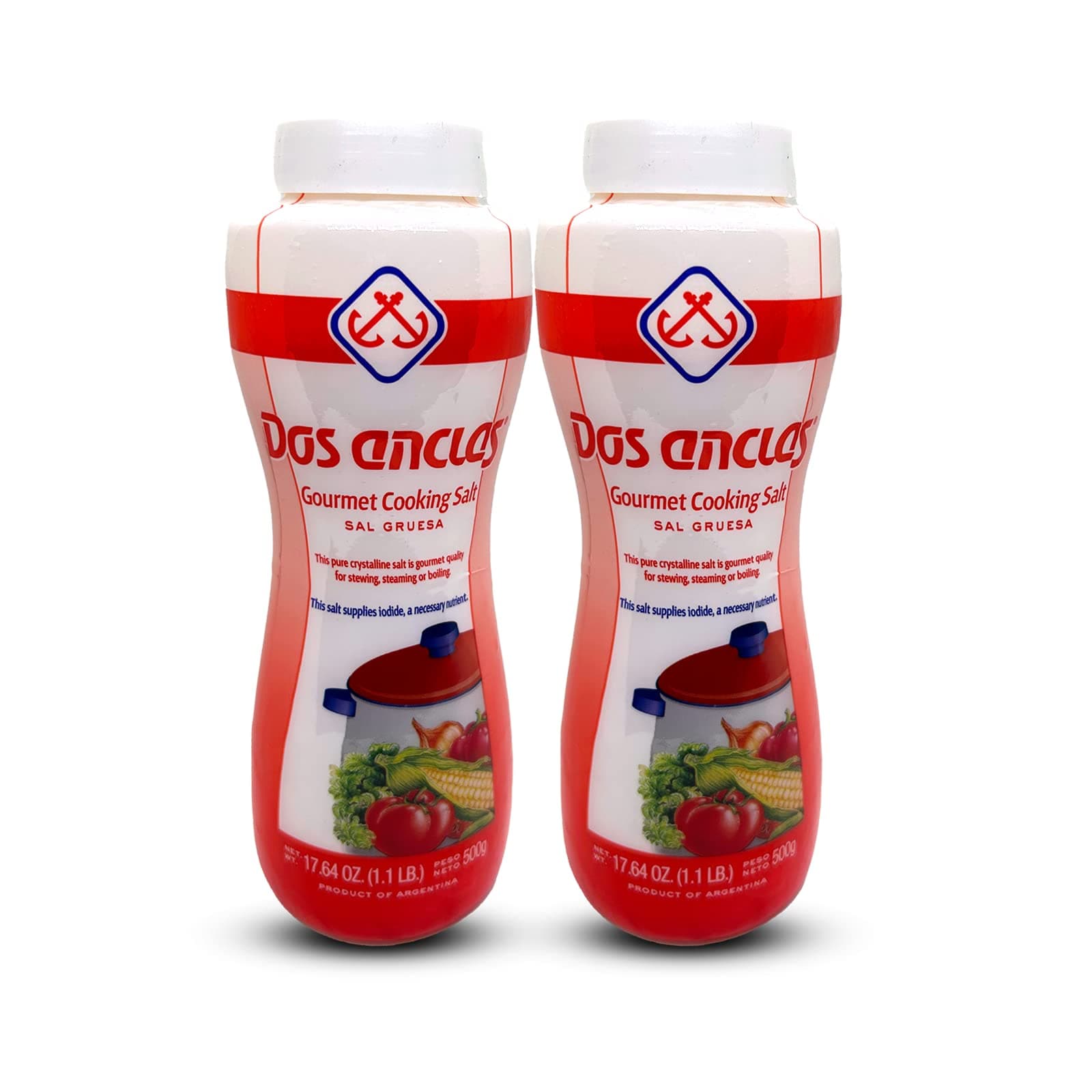 Dos Anclas Gourmet Cooking Salt Coarse Crystals, 17.64 Oz (1.1 Lb.) Pack of 2