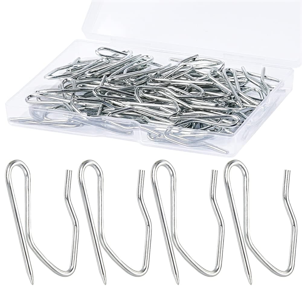 Sopito Metal Curtain Hooks, 58PCS Drapery Hook Pins Stainless Steel Pin-on Hooks for Window Curtain, Shower Curtain, Door Curtain, Curtain Accessories, Silver