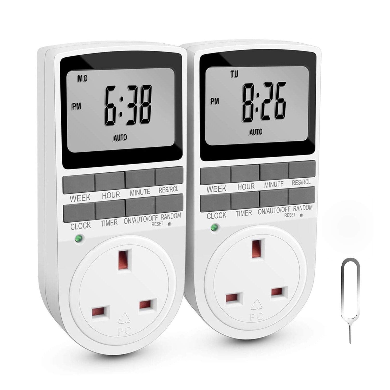 Tegollus Timer Plug Socket, Digital, Large LCD Display, 24 Hours / 7 Day Weekly Programmable, Black