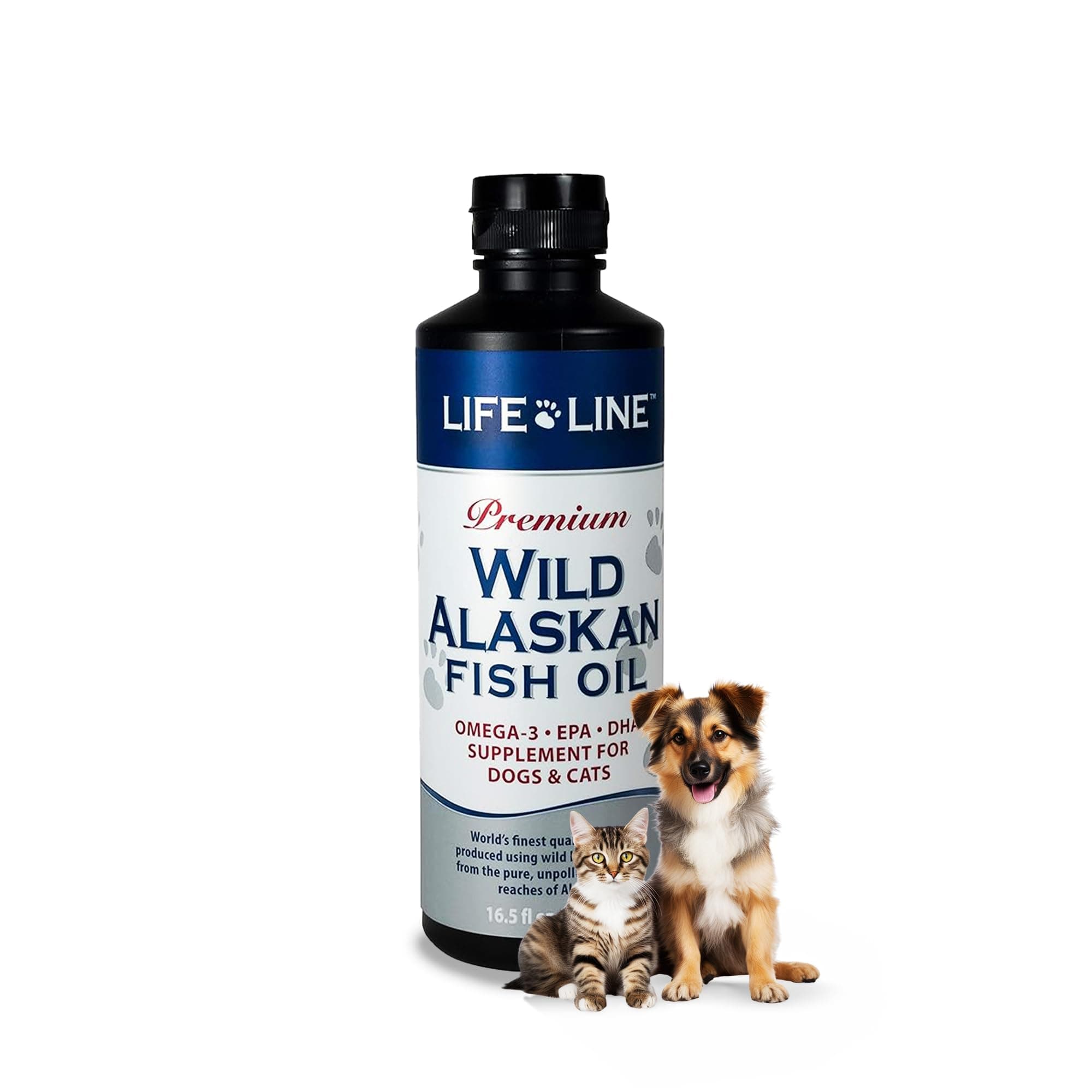 Life Line Pet Nutrition Wild Alaskan Fish Oil Omega-3 Supplement for Skin & C...