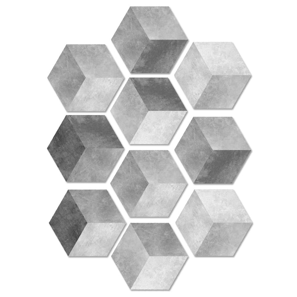 10 Pcs Hexagon Non-Slip Vinyl Floor Sticker for Home Decor, Peel and Stick Self-Adhesive Wallpaper Sticker for Living Room Kitchen Bathroom, 7.9x9.1inch, 074