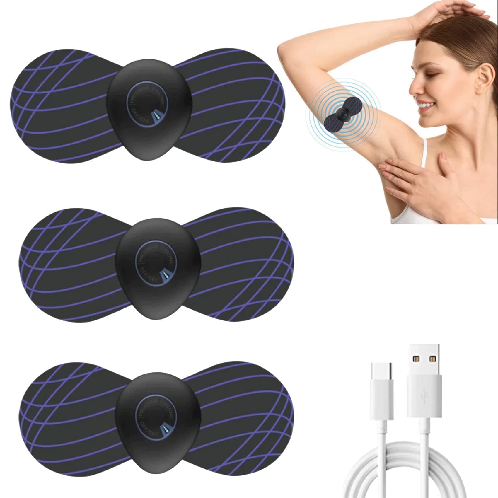 ZELLUX Slimtech EMS Lymphdrainage Massager - 2022 New EMS Lymphatic Drainage Massage Pad, Portable Mini Lymphatic Drainage Massage Pad for Arms Breast Neck Shoulder Waist Legs (3pcs)