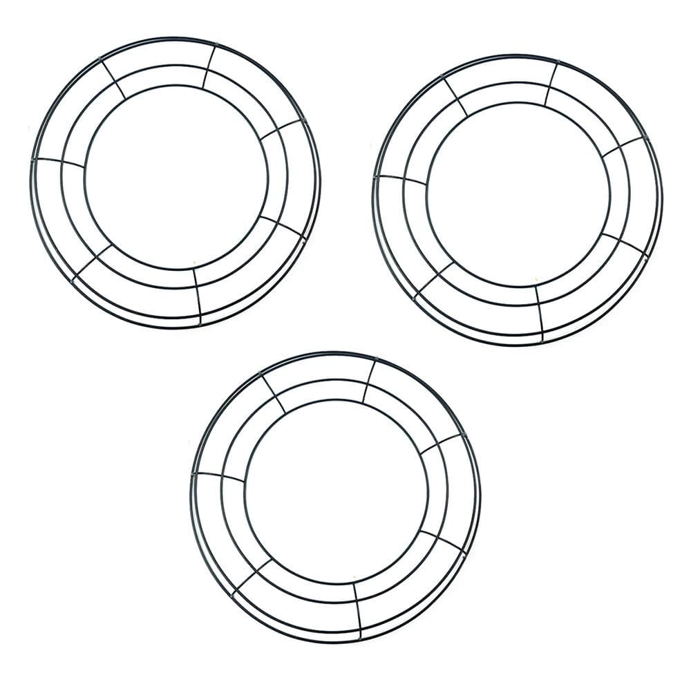 tatoko 14 Inch Metal Wreath Frame Ring Round DIY Macrame Floral Crafts Wire Wreath Form Christmas Decoration Door Craft Black Pack of 3