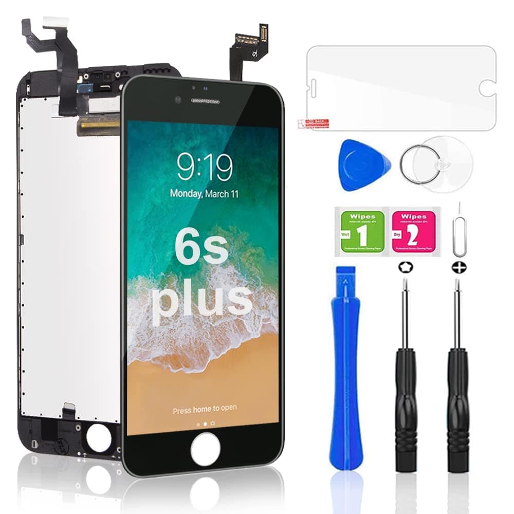 YOXINTA Screen Replacement for iPhone 6s Plus Black 3D Touch Screen LCD Digitizer Replacement Frame Display Assembly Set with Repair Tool Kits(6s Plus, Black)