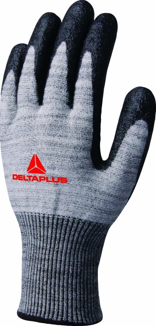 Elvex Delta PlusVECUT4108 Safety Glove - Nitrile Coated - Sz Capacity, Volume, Nitrile Coated, 8, Black/Light Grey