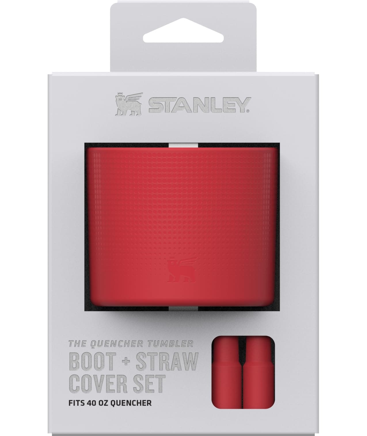 Stanley Quencher Boot and Straw Cover Cap | Anti-Slip Silicone Protector for 40 oz Tumbler with Handle | Accessory Set for Stainless Steel Drinking Cup | BPA-Free | Chili Red
