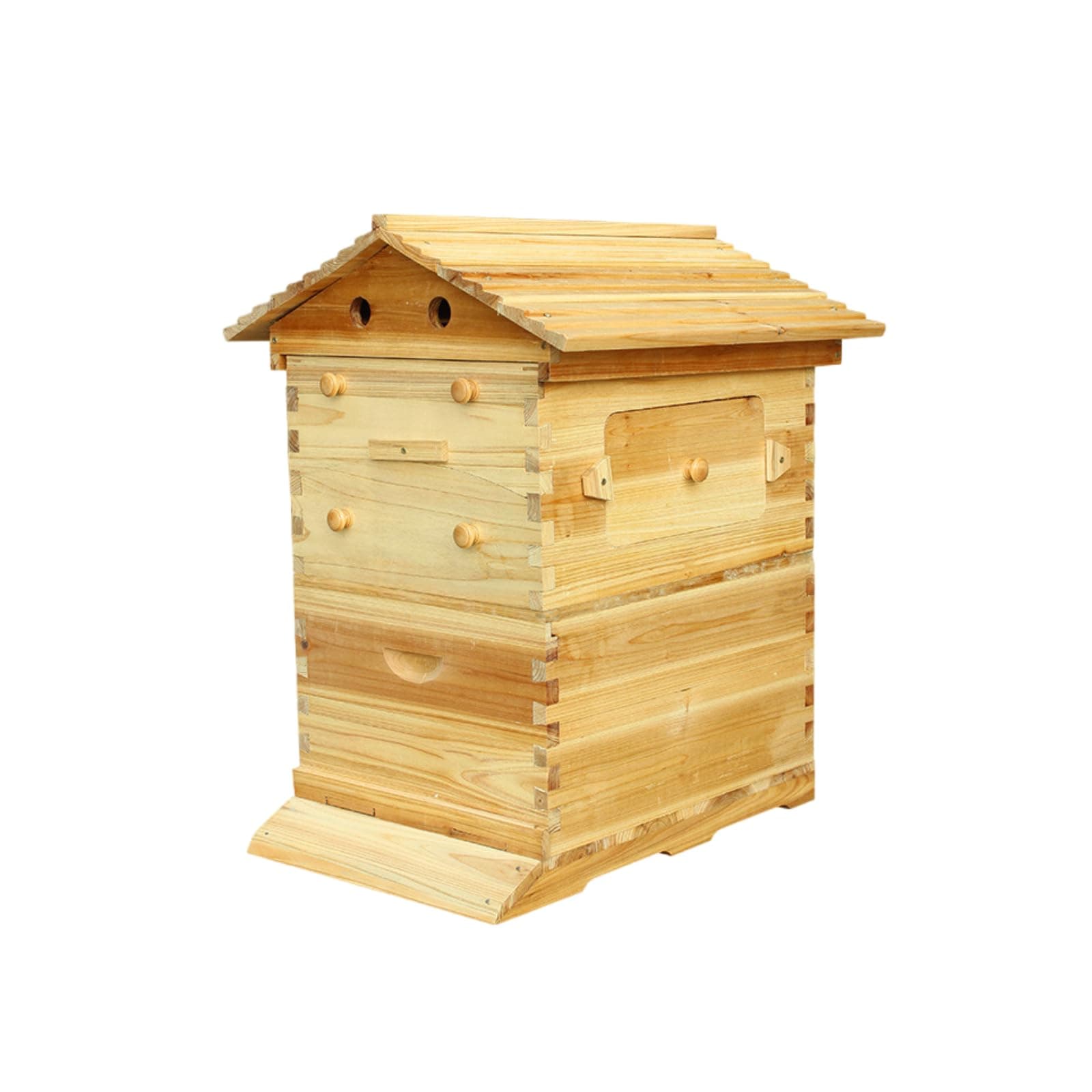 Bee Hives Starter Beekeeping Kits Flowing Honey Bee Hive Box Starter Kit, with 7 Brood Frames Built-in Honey Extraction System System for Backyard Beekeeping Cabin Style Beehive