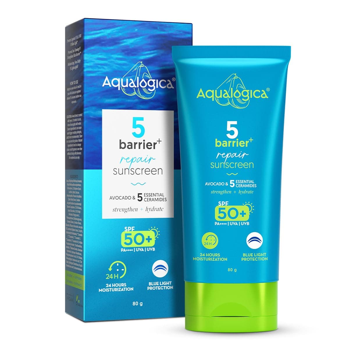 5 Barrier+ Repair Sunscreen with Avocado & 5 Essential Ceramides-80g | SPF 50 PA++++ | 24 Hr Moisturization | Fragrance Free