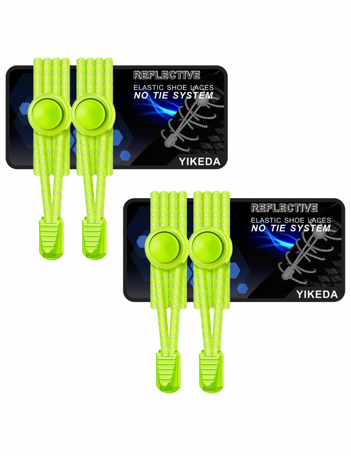 Elastic Laces 2 Pairs of Reflective Elastic Shoelaces for Adults/Kids No Tie Elastic Lock Shoe laces Suitable for Sneakers Hiking Shoes Board Shoes Casual Shoes Boots