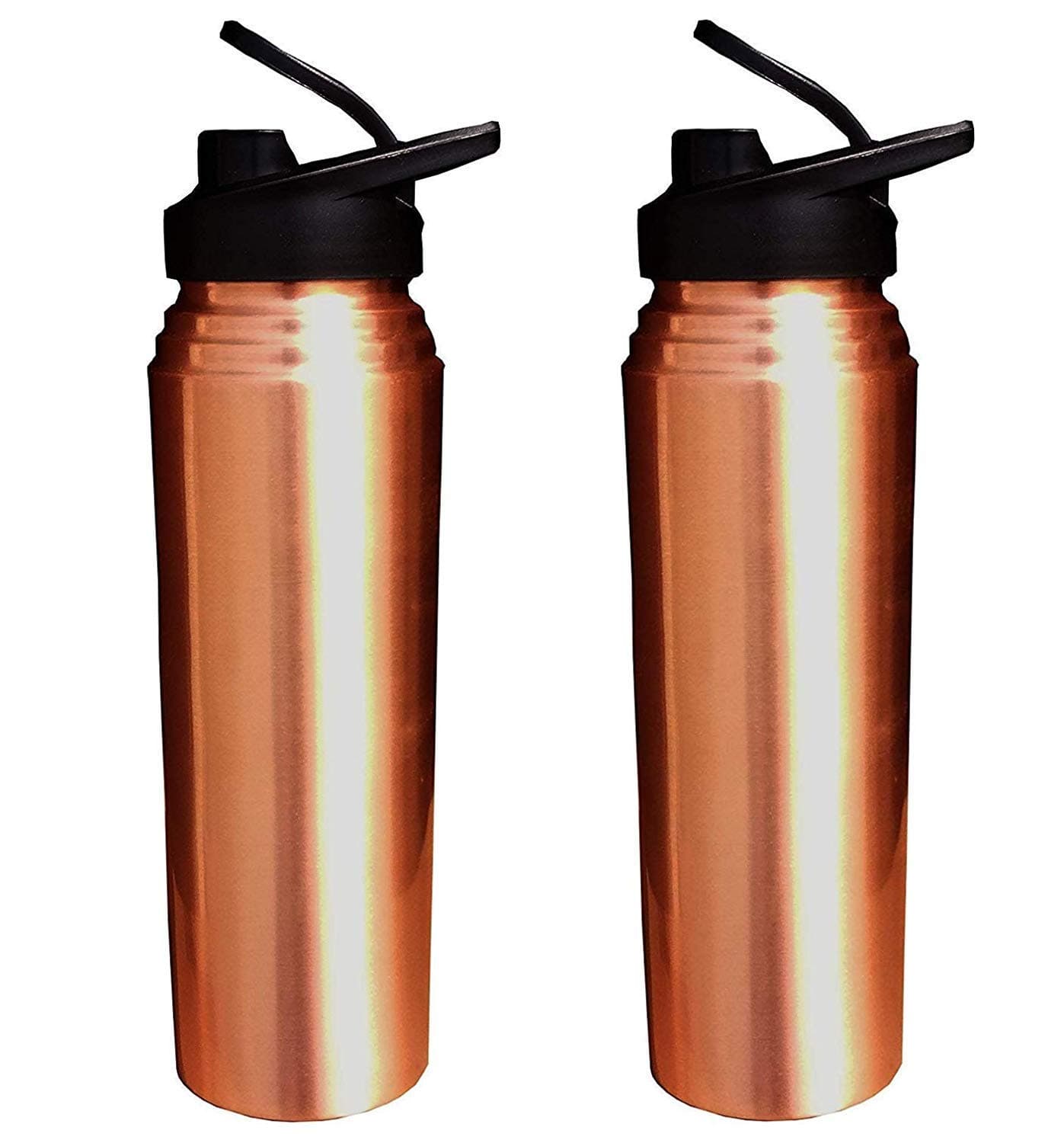 Rudra Exports Pure Copper Sipper Bottle for Sports Jointless and Leakproof Yoga Sipper Combo Pack of 2
