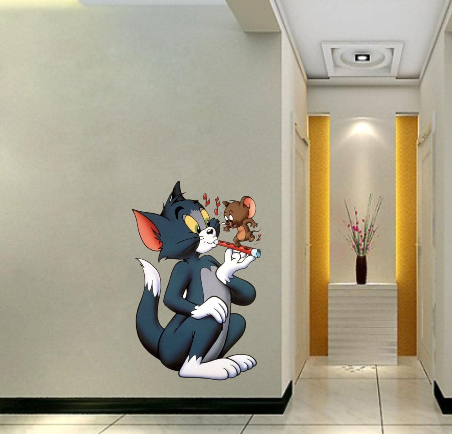 'PVC Vinyl Tom and Jerry Cartoon Wall Stickers for Kids Room, Living Room, Home, Decor Sticker,Multicolor,39 X 60 Centimeter,Pack of 1
