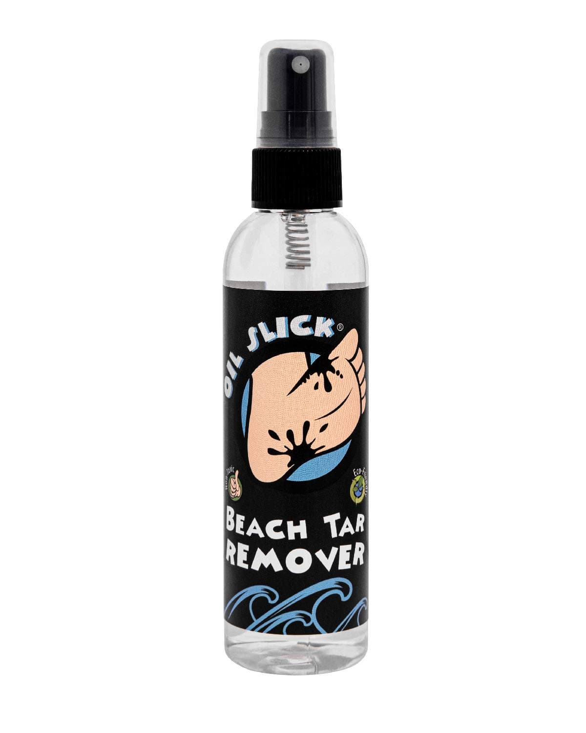 Oil Slick Beach Tar Remover 4oz Spray | Non Toxic and Eco-Friendly Tar Remover | Great Tar Remover for Kids | Works on Surfboards, Shoes, Sandals, and Beach Gear | Made in the USA