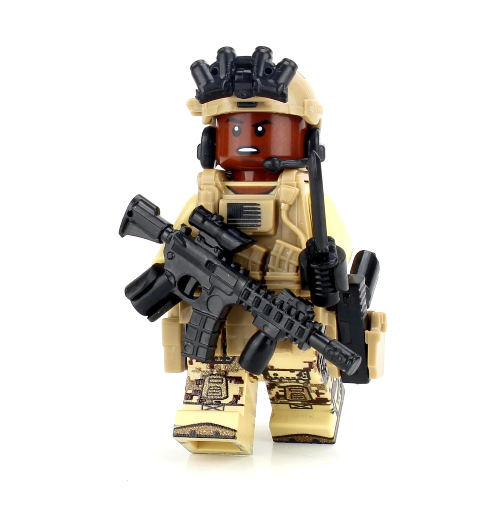 1.6 Inches Tall African American Special Forces Soldier Custom Minifigure | Accessories Made in The USA | Genuine Military Minifig | Great Gift for Ages 10+ to Adult AFOL