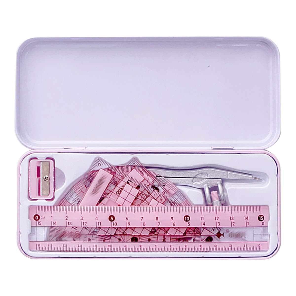 Millya 8PCS Students Compass Set with Protractor Rulers Math Geometry Drawing Set School Supplies (3050 Blue)