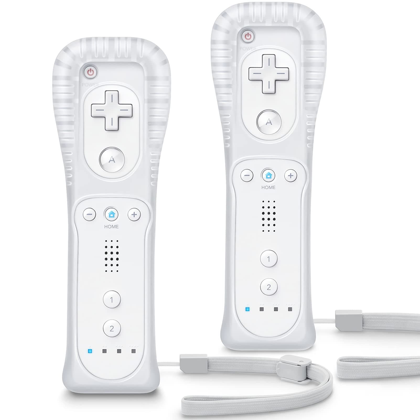 TIANHOO Remote Controller for Wii & Wii U, with Silicone Case and Wrist Strap, 2 pack (White)