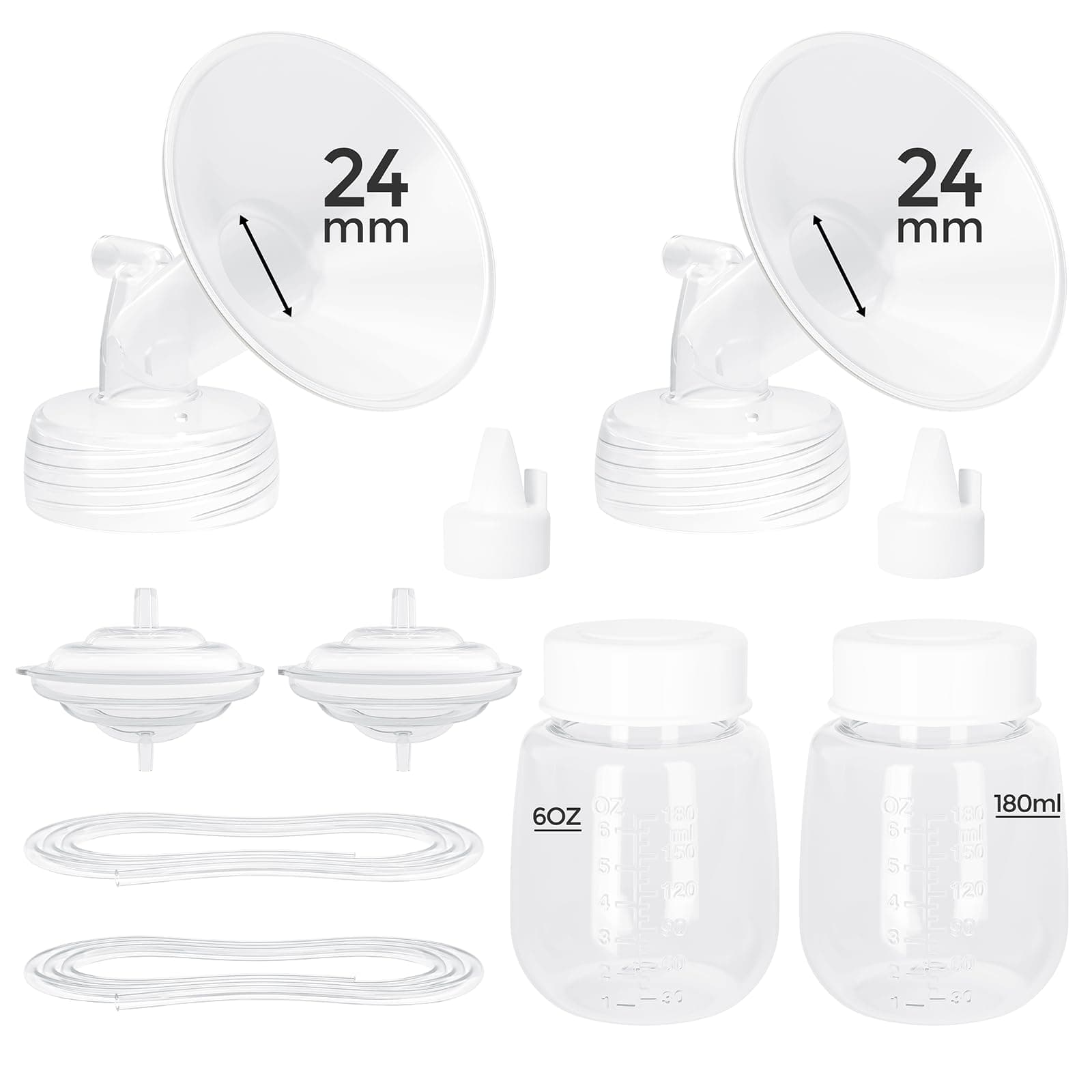 Pump Parts Compatible with Spectra S1/S2/9 Plus, Not Original Accessories, Full Set Replacements Include 24mm Flanges, Valves, Backflow Protectors (Duckbills Included), Tubings and Bottles