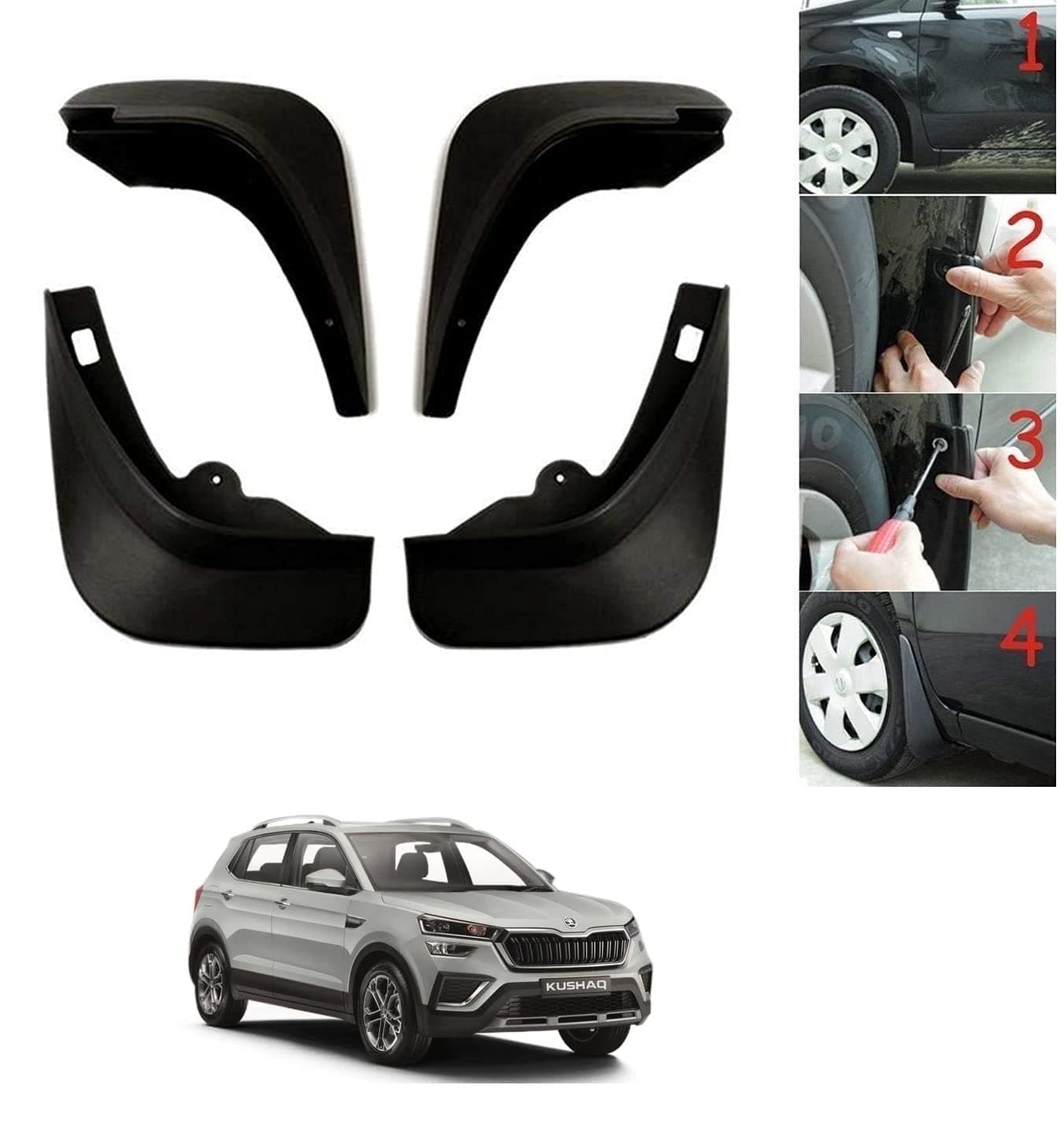 KOZDIKO Car Mud Flaps O.E Type Mud Guard Set of 4 pcs for Skoda Kushaq
