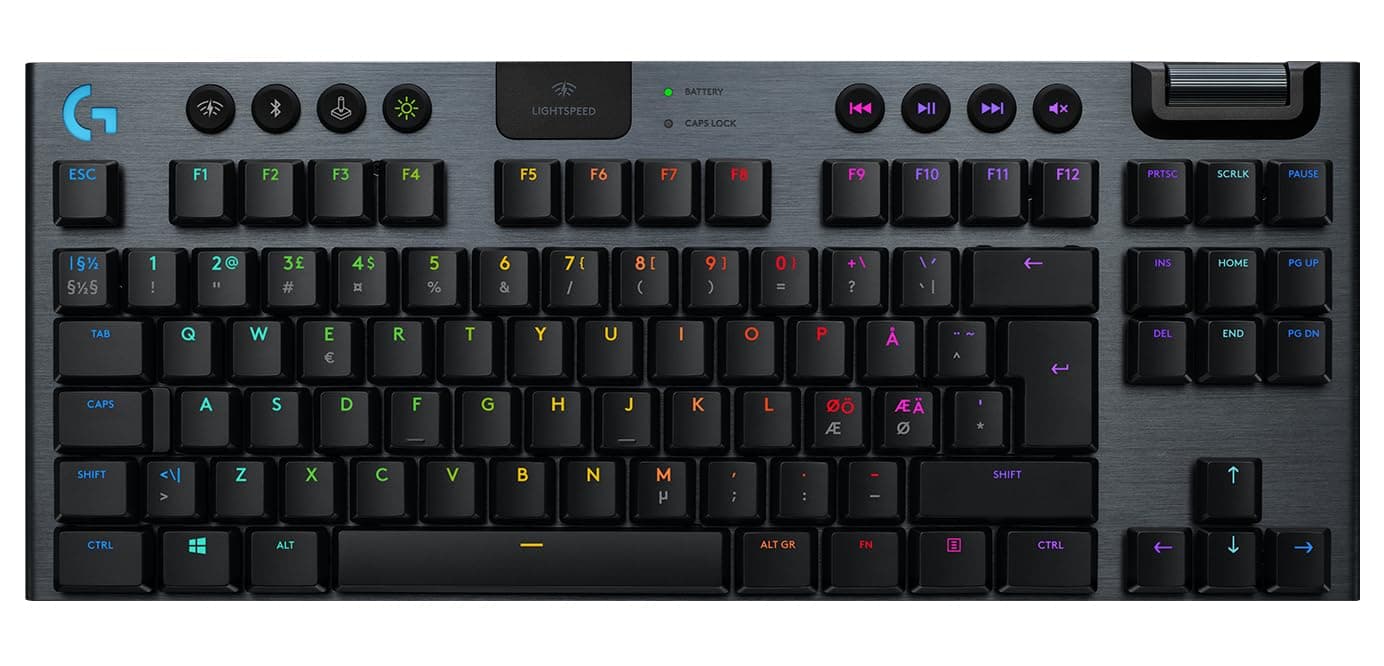 Logitech G915 LIGHTSPEED TKL Tenkeyless Wireless Mechanical Gaming Keyboard with low profile GL-Tactile key switches, LIGHTSYNC RGB, Ultra thin design, 40+ hours battery life, QWERTY UK Layout - Black