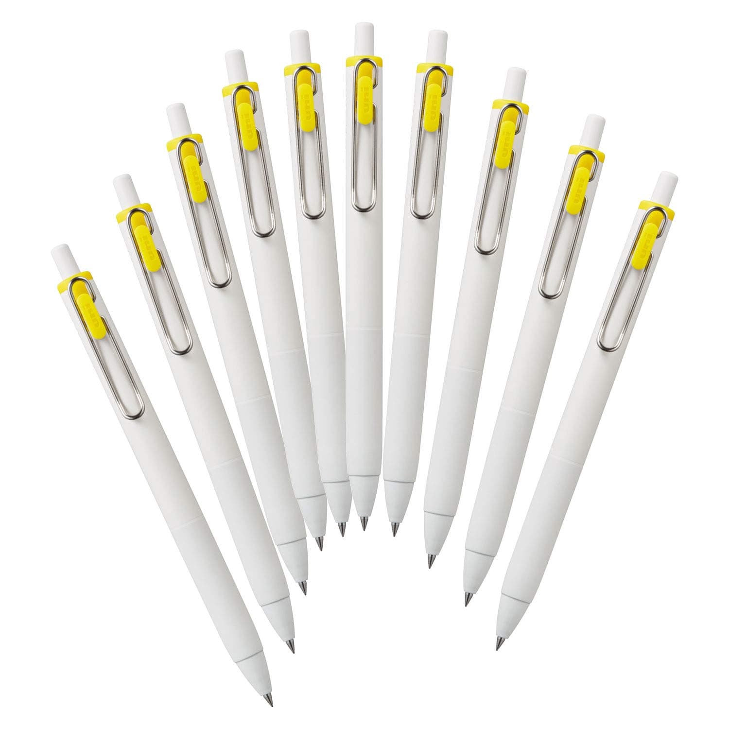 Mitsubishi Pencil Uni-Ball One UMNS38.2 Gel Ballpoint Pens, 0.01 inches (0.38 mm), Yellow, 10-Pen Box