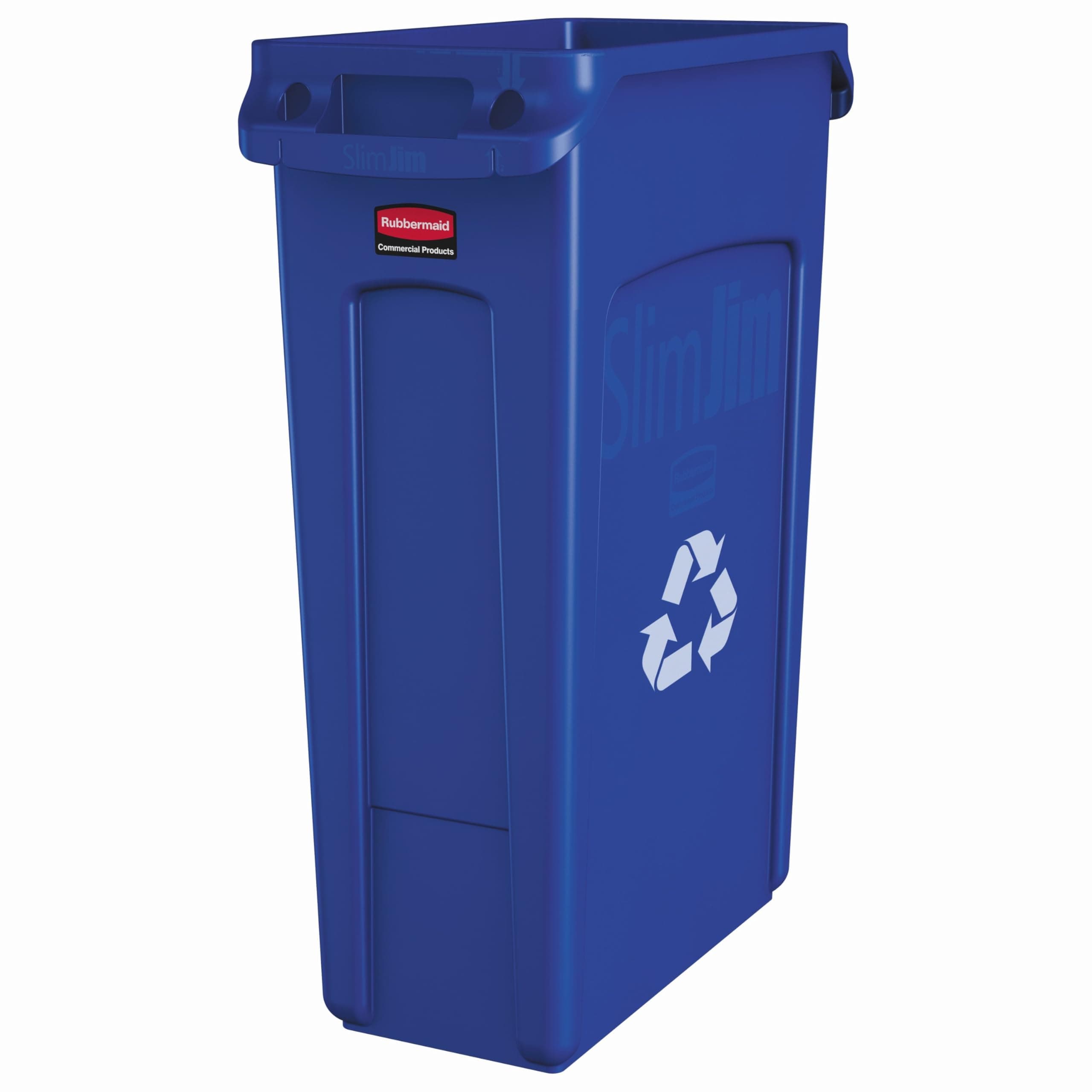 Rubbermaid FG354007BLUE Vented Slim Jim Recycling 23 Gal, Blue