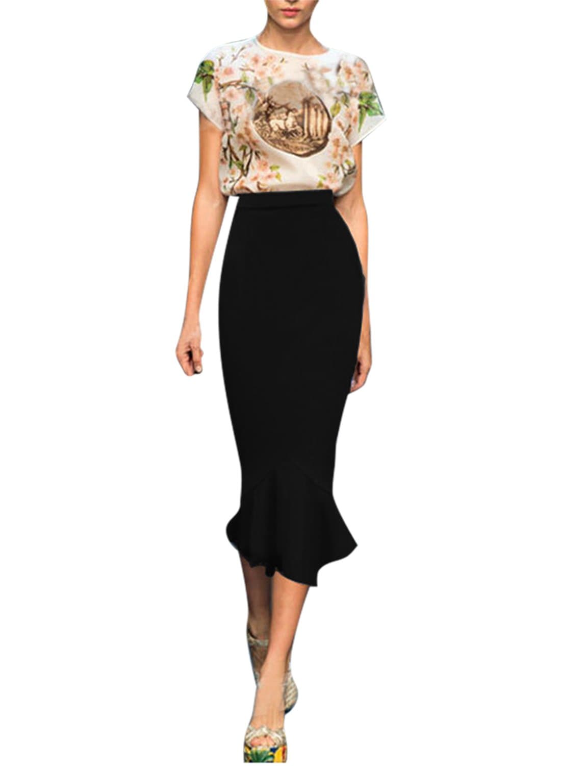 Viwenni® Women's Vintage High Waist Wear to Work Bodycon Mermaid Pencil Skirt