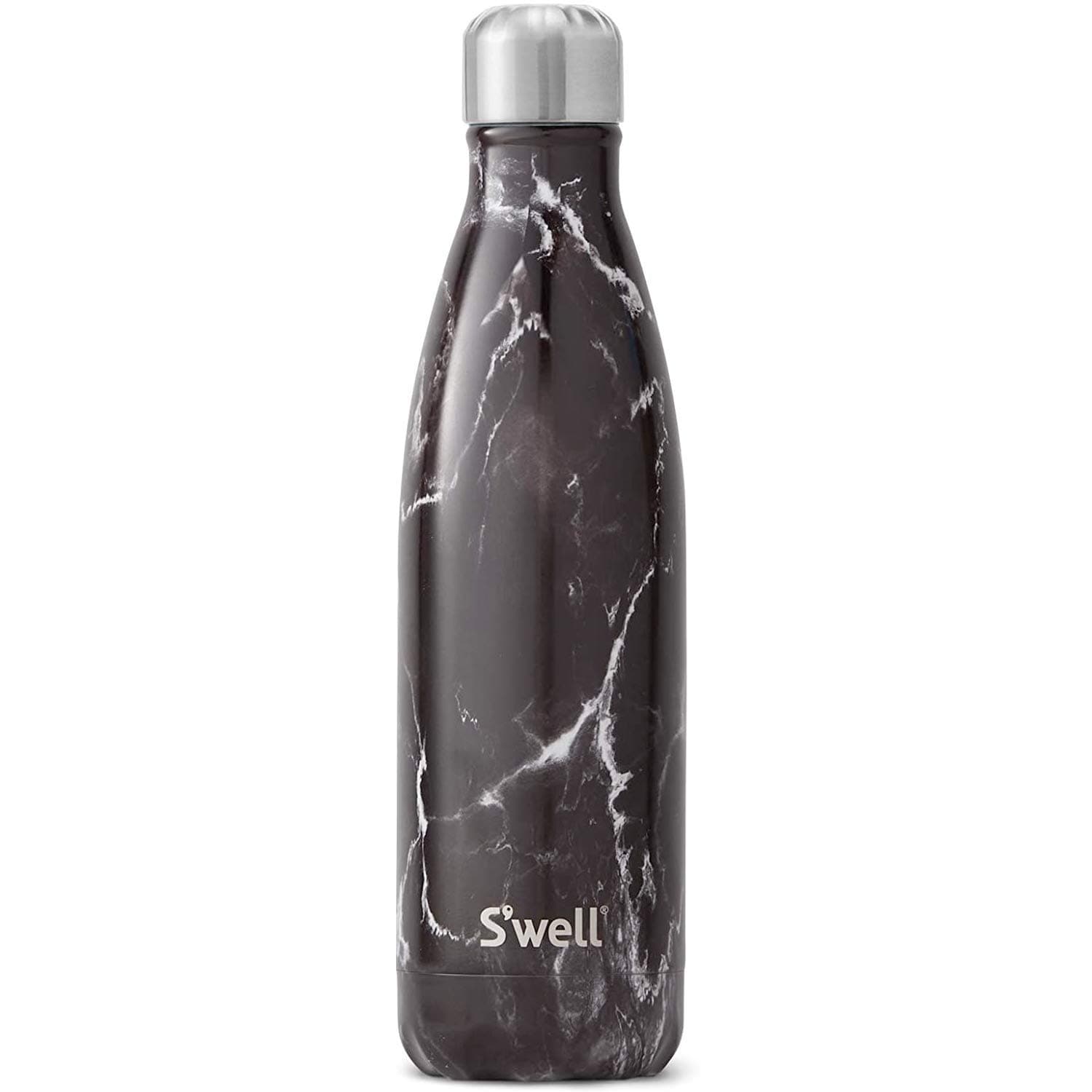 S'well Stainless Steel Water Bottle - 17 Fl Oz - Black Marble - Triple-Layered Vacuum-Insulated Containers Keeps Drinks Cold for 41 Hours and Hot for 18 - with No Condensation - BPA Free Water Bottle