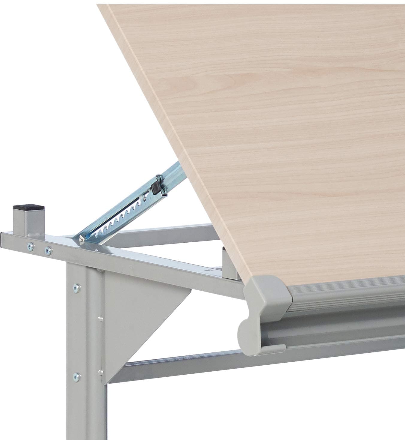 S Stand Up Desk Store Adjustable Height and Angle Drafting Table Drawing with Large Surface (Silver Frame/Birch Top, 40" W X 26" D)