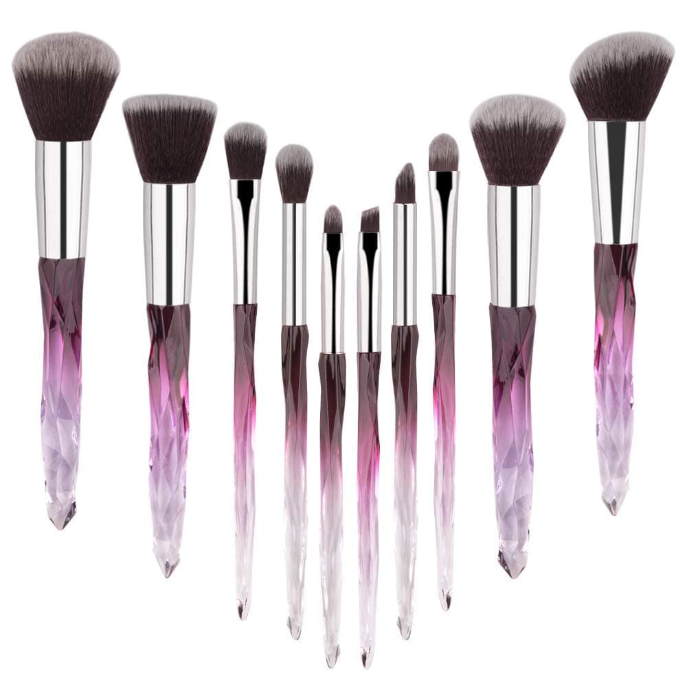 DaxstarMake Up Brush Set 10 Piece, Professional Makeup Brushes with Soft Bristles Hair Purple Cosmetic Brushes Collection Special Plastic Handle Eye Brushes