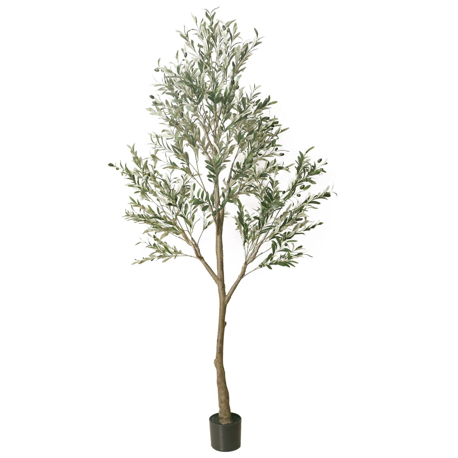 Phimos 6FT Artificial Silk Olive Tree with Flower Pot, Large Artificial Olive Branches and Fruits for Home Floor Decoration