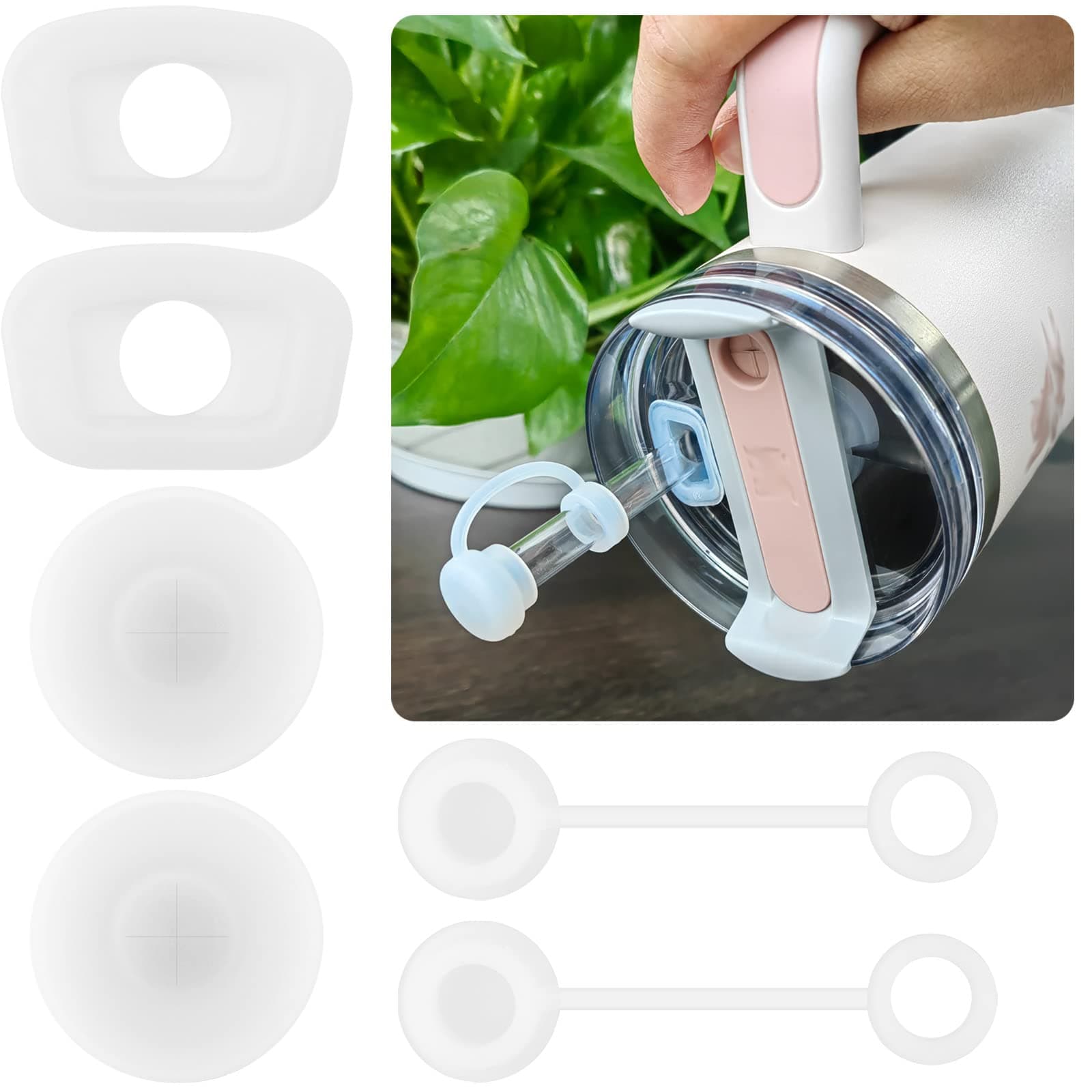 Spill Stopper Set for Stanley Cup 2.0 40oz 30oz, Accessories Including Straw Cover Cap, Fix Leak Stopper and Lid Spill Plug, Clear