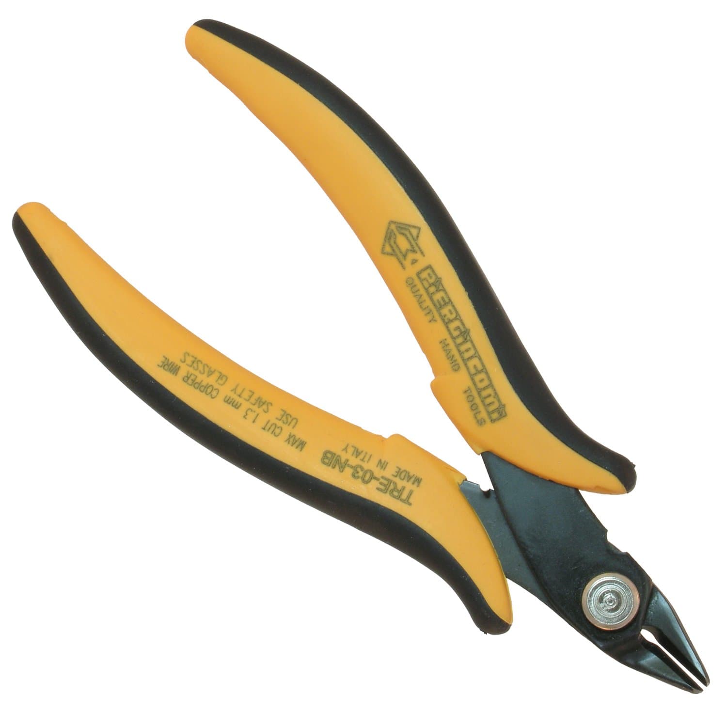 Piergiacomi Micro Soft Wire Cutter with an 8 mm Long jaw Set at a 21 Degree Angle for Flush Cutting Terminal Wires up to 1.3 mm (16AWG) - 1 TRE03NB.